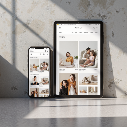 E-commerce platform mobile view, responsive design, user-friendly interface