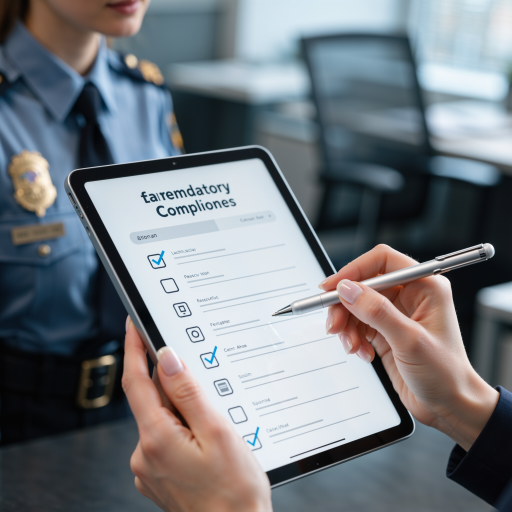 Compliance checklist interface, regulatory standards overview