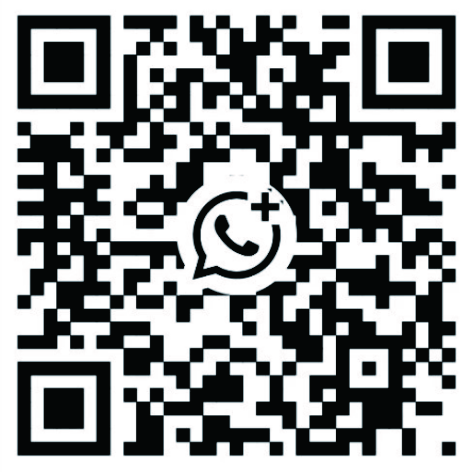 QR code linking to company website, black and white square pattern